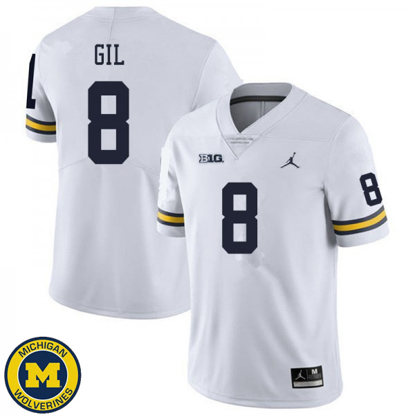 Men's University of Michigan #8 Devin Gil White Fashion Jersey